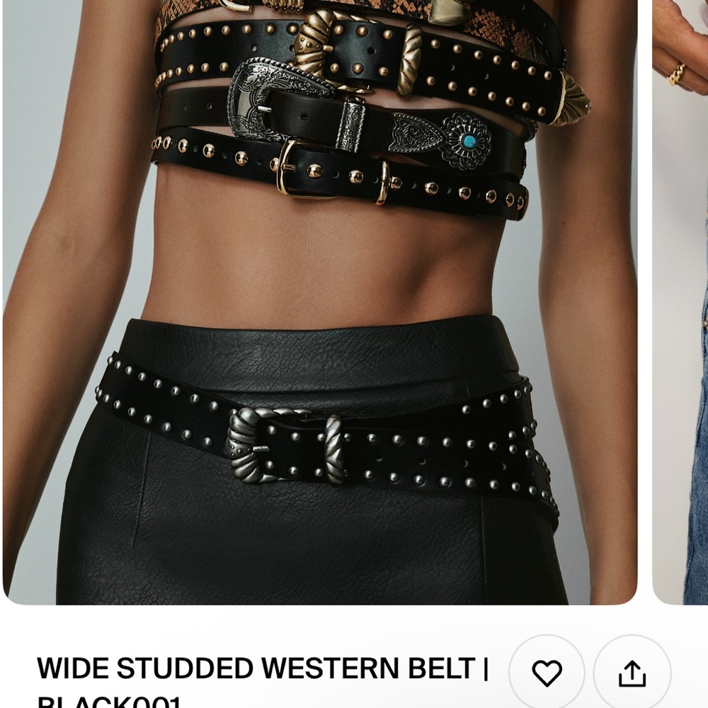 Good American Black Western Studded Belt